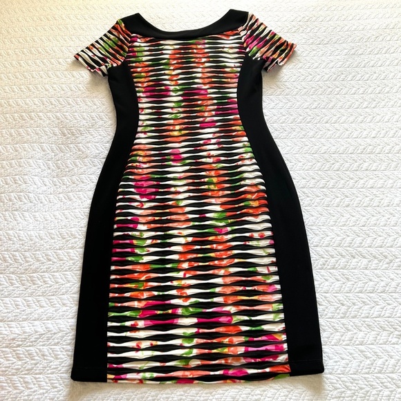 Joseph Ribkoff Panel Sheath Dress Multi Floral Short Sleeve Size 6 Like New! - Picture 6 of 14